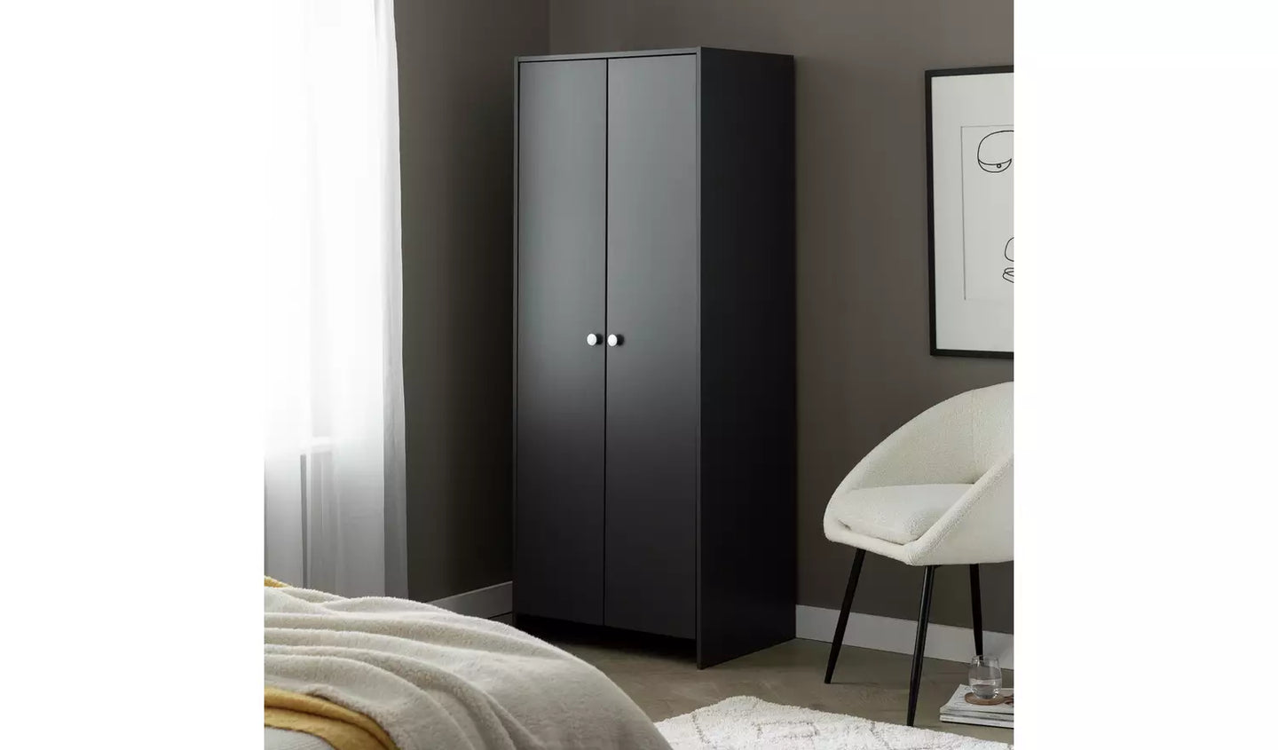 Assembled Seville 2 Door Wardrobe - Anthracite